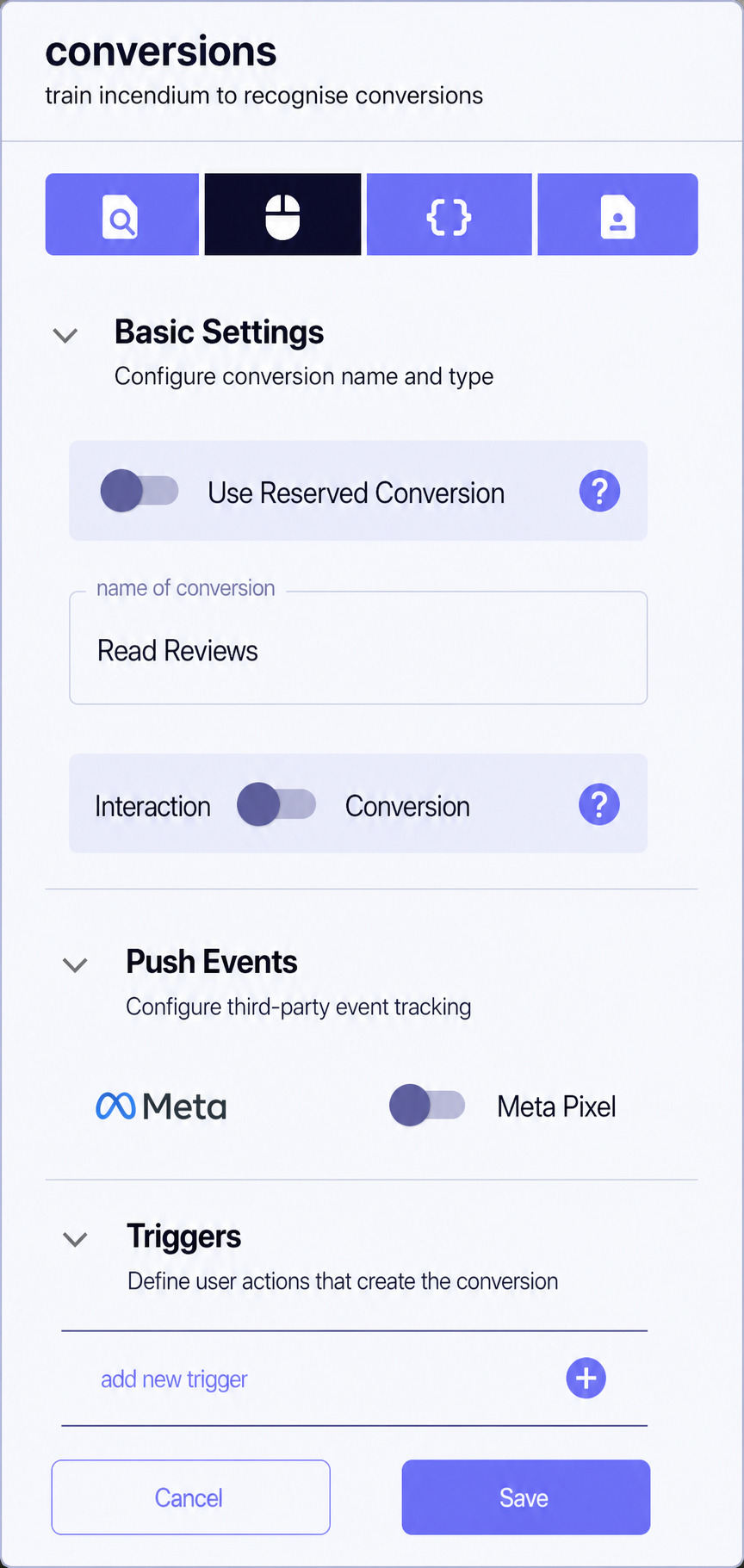 Incendium Location conversion editor with event and trigger controls