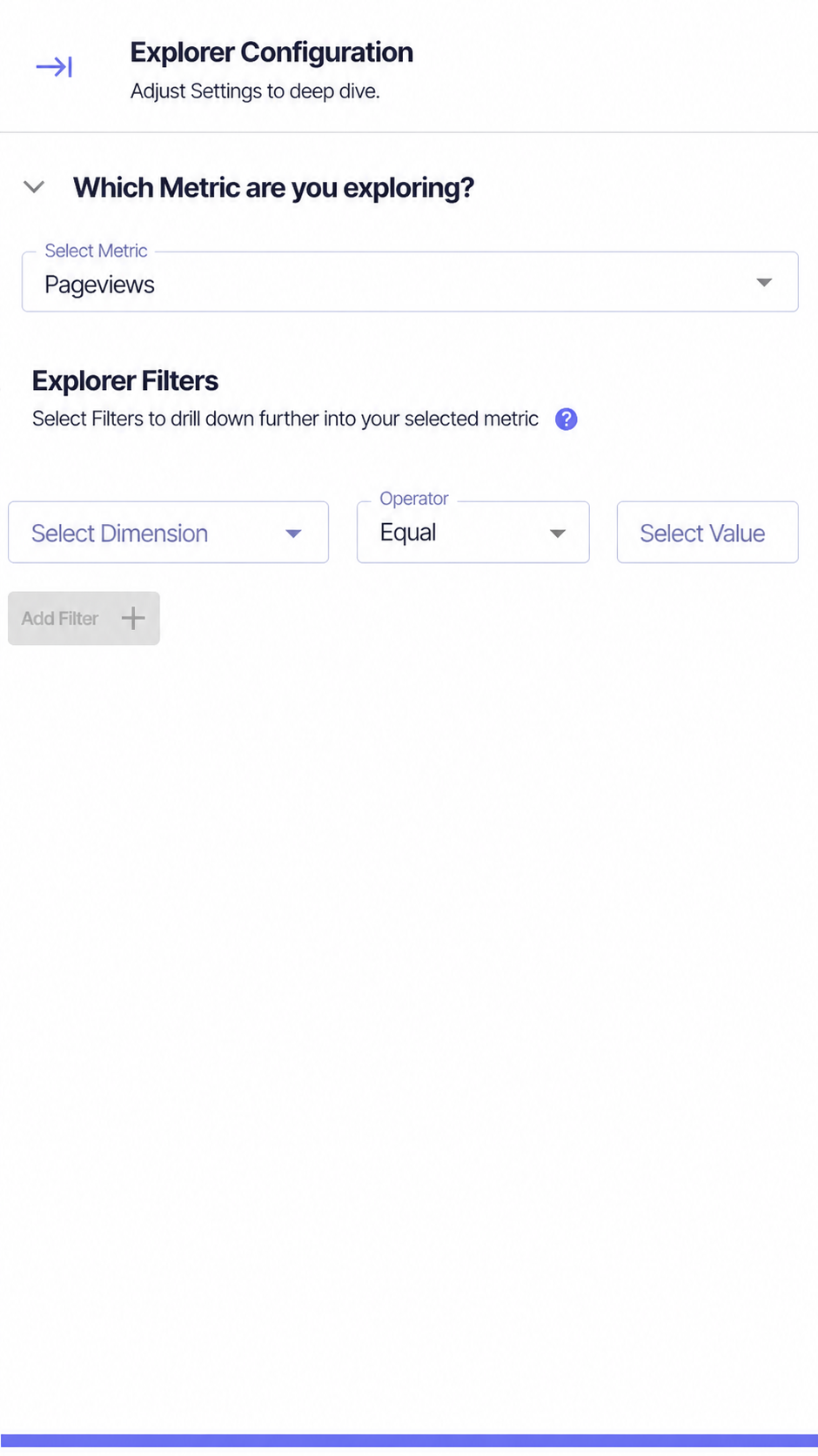 Incendium Metric Explorer configuration with dimension-based filtering