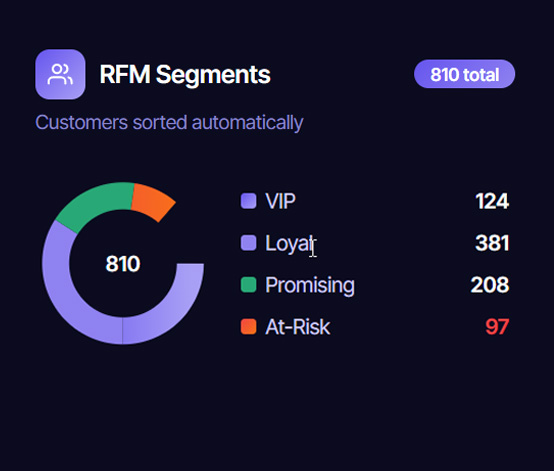 RFM customer segments dashboard