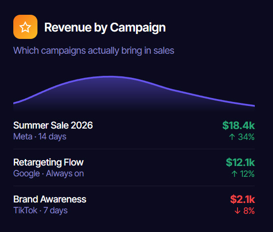 Revenue by campaign dashboard