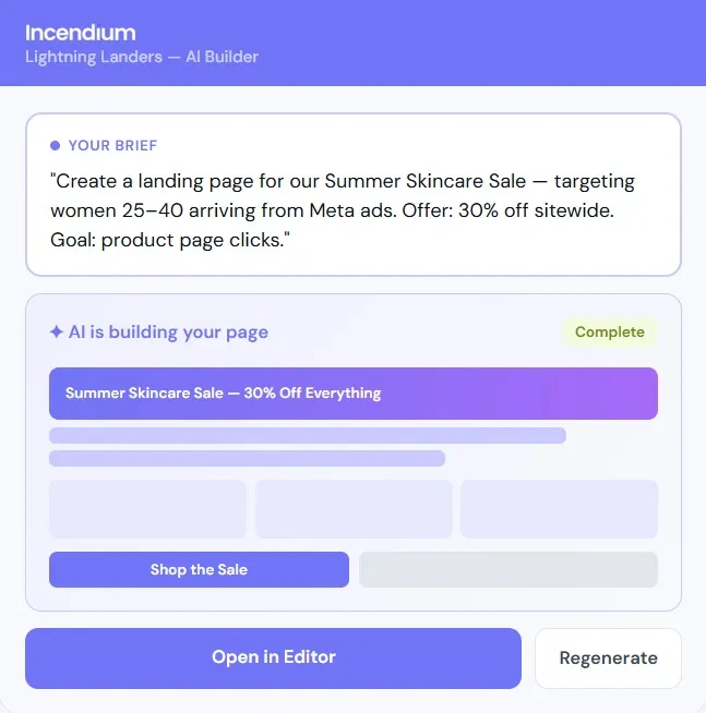 Incendium dynamic landing page components